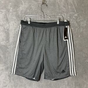 NWT Adidas Men's XL Athletic Shorts Three Stripes Gray Activewear Climalite Gym
